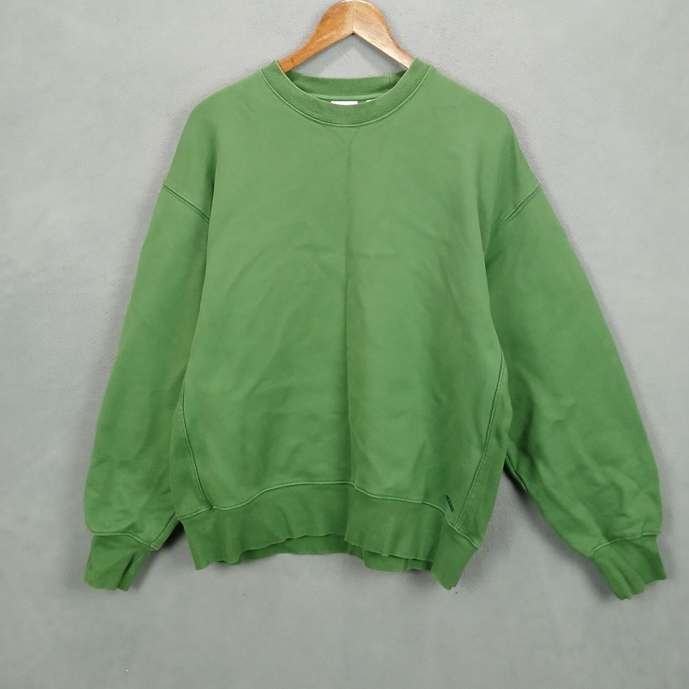 Tna Cozy Sweatshirt Womens Medium Green Cotton Fleece Lined Ribbed Warm Wear